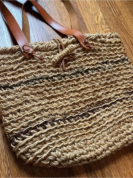 Vtg Marcus Brothers Italy shoulder bag purse boho woven raffia coastal natural - Picture 2 of 9